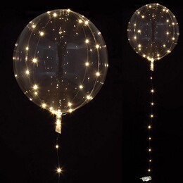 Clearz Svietiaci balón priehľadný s bielym LED svetlom, 46 cm