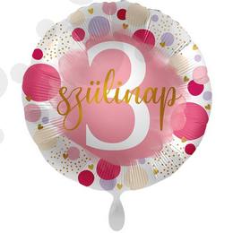 17 inch fóliový dievčenský balón s nápisom 3. Szülinap 