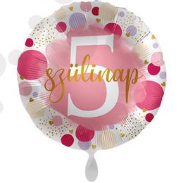 17 inch fóliový dievčenský balón s nápisom 5. Szülinap 