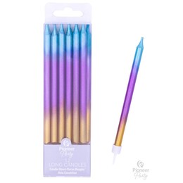 Dúhované Ombre tortové sviečky 11cm / 12kusov