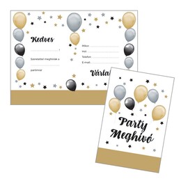 Elegantné Party pozvánky a obálky po Maďarsky, 8 ks