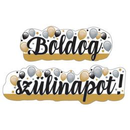 Elegantný zlato-strieborný banner Boldog Szülinapot! s motívom balónov