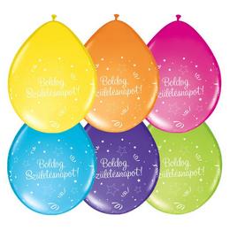 Farebné balóny na plnenie vzduchom s maďarským nápisom Boldog Szülinapot - 6 ks, 28 cm