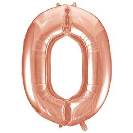 Fóliový balón číslo 0,  rosegold, 86 cm, Super Shape, 34 inch