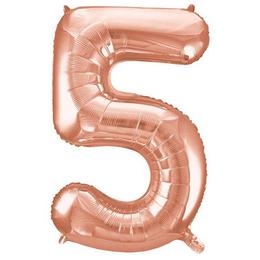 Fóliový balón číslo 5,  rosegold, 86 cm, Super Shape, 34 inch
