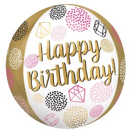 Fóliový balón orbz Happy Birthday Gems 40cm