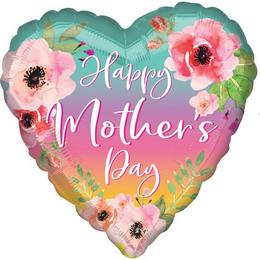 Happy Mother's Day Virág Mintás Szív Fólia Lufi Anyák-Napjára