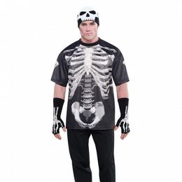 Halloweenske kostýmové tričko so vzorom kostry, veľkosť XL