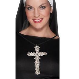 Strieborný zdobený kríž na Halloween