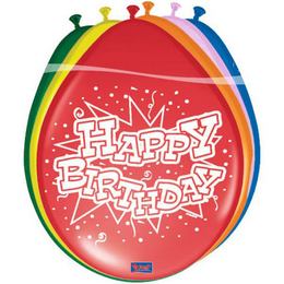 Rôznofarebné narodeninové balóny Happy Birthday - 30 cm, 8 ks