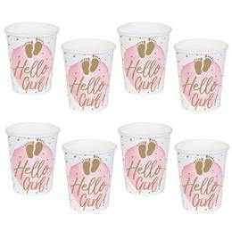 Hello Girl papierové party poháre k narodeniu bábätka -210 ml, 10 ks