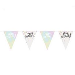 Holografická narodeninová vlajková girlanda Happy Birthday - 4 m