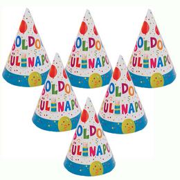 Jamboree party klobúky s maďarským nápisom Boldog Szülinapot, 6 ks