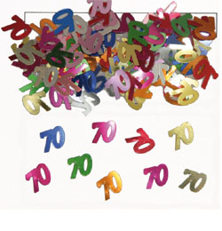 Narodeninové farebné party konfety s číslom 70 - 14 g