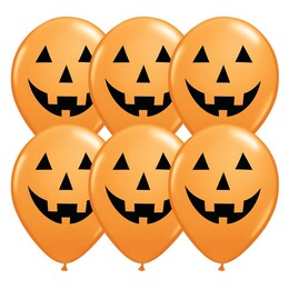 Latexové oranžové balóny usmievavé tekvice 6ks/28cm
