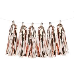 Lesklá ružovozlatá - Rosegold dekoračná reťaz - girlanda so strapcami - 200 cm