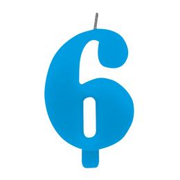 Modrá narodeninová prskavka na tortu s držiakom a s číslom 6
