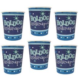 Modré party poháre s maďarským nápisom Boldog Szülinapot - 250 ml, 6 ks
