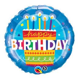 Fóliový balón - narodeninová torta, modrý, 99 cm