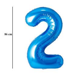 Modrý fóliový balón číslo 2, 86 cm