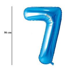 Modrý fóliový balón číslo 7, 86 cm