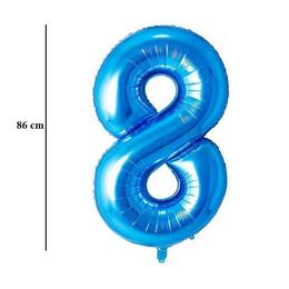 Modrý fóliový balón číslo 8, 86 cm