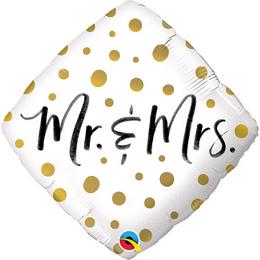 18 inch Mr. And Mrs. Gold Dots Diamond svadobný fóliový balón