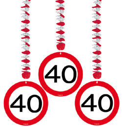 Narodeninová závesná dekorácia so vzorom obmedzovača rýchosti s číslom 40 - 3 ks/bal