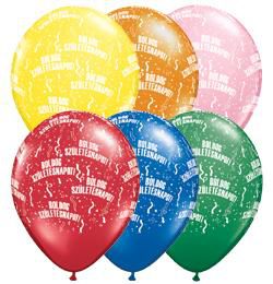 11 inch Standard balón s maďarským nápisom Boldog Születésnapot, (6 ks/balenie)