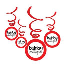 Narodeninová dekorácia s maďarským nápisom Boldog Szülinapot v tvare zákazovej dopravnej značky, 6 ks