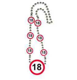 Narodeninová party - náhrdelník so vzorom obmedzovača rýchlosti s číslom 18