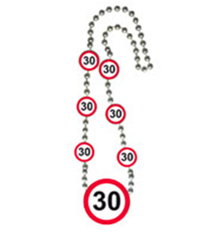 Narodeninová party - náhrdelník so vzorom obmedzovača rýchlosti s číslom 30