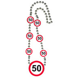 Narodeninová party - náhrdelník so vzorom obmedzovača rýchlosti s číslom 50