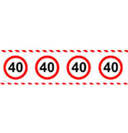 Narodeninová party - páska so vzorom obmedzovača rýchlosti s číslom 40 - 15 m