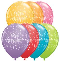 11 inch Boldog Születésnapot Stars Festive Assortment narodeninový balón s maďarským nápisom (25 ks/bal)