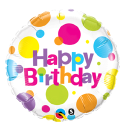 18 inch Birthday Big Polka Dots - bodkovaný narodeninový fóliový balón