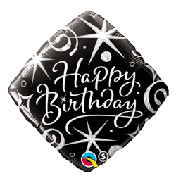 18 inch Birthday Elegant Sparkles and Swirls - elegantný narodeninový fóliový balón