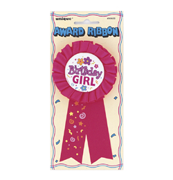 Birthday Girl narodeninový odznak s mašľovou obrubou