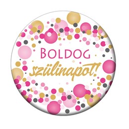 odznak s nápisom - Boldog Szülinapot! Rózsaszín Konfetti Kitűző