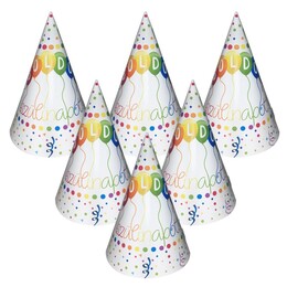 Papierové party klobúky s maďarským nápisom Boldog Szülinapot! 6ks