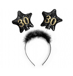 Čierna narodeninová čelenka s číslom 30