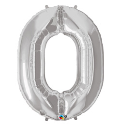 34 inch Number 0 Silver - strieborný fóliový balón číslo 0