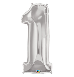 34 inch Number 1 Silver - strieborný fóliový balón číslo 1