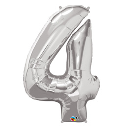 34 inch Number 4 Silver - strieborný fóliový balón číslo 4
