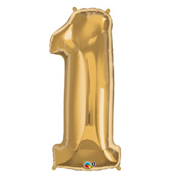 34 inch Number 1 Gold - zlatý fóliový balón číslo 1