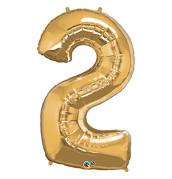 34 inch Number 2 Gold - zlatý fóliový balón číslo 2