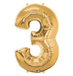 34 inch Number 3 Gold - zlatý fóliový balón číslo 3