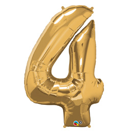 34 inch Number 4 Gold - zlatý fóliový balón číslo 4