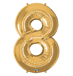 34 inch Number 8 Gold - zlatý fóliový balón číslo 8
