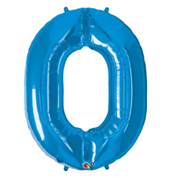 34 inch Number 0 Sapphire Blue - zafírovo modrý fóliový balón číslo 0